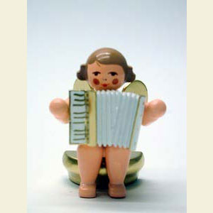 Engel Orchester w & g (Ulbricht) Engel wei�/gold sitzend mit Ziehharmonika - 5,5 cm