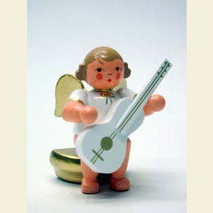 Engel Orchester w & g (Ulbricht) Engel wei�/gold sitzend mit Gitarre  - 5,5 cm
