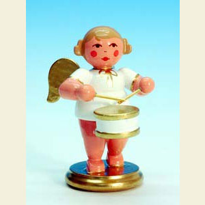 Engel Orchester w & g (Ulbricht) Engel wei�/gold mit Flachtrommel - 6,0 cm
