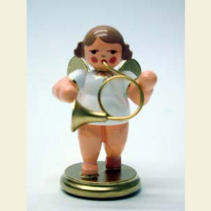 Engel Orchester w & g (Ulbricht) Engel wei�/gold mit Waldhorn - 6,0 cm