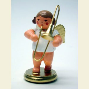 Engel Orchester w & g (Ulbricht) Engel wei�/gold mit Posaune - 6,0 cm
