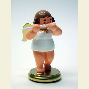 Angels Orchestra W & G (Ulbricht) Angel white/gold with Transverse flute - 6,0 cm / 2 inch