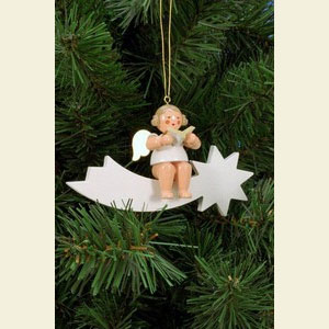 Kleine Figuren & Miniaturen Baumschmuck Engel Baumbehang Serie Sterne & Wei� Engel a. Sternschn. wei� Buch - 6,5 cm