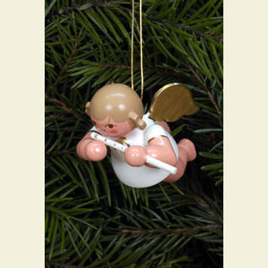 Small Figures & Ornaments Tree Ornaments Angel Ornaments Floating Angels Floating-Angel with Transverse flute - 4,0 cm / 2 inch