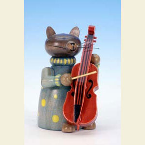 Small Figures & Ornaments Animals Cats Cat with Bass Violin - 6,5 cm / 3 inch