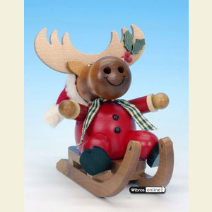 R�ucherm�nner Tiere R�ucherm�nnchen Elch auf Schlitten - 12 cm