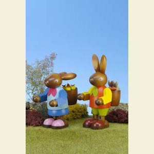 Kleine Figuren & Miniaturen Tiere Hasen Hasenmann mit Kindern - 22,0 cm