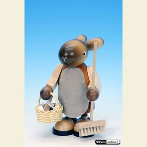 Kleine Figuren & Miniaturen Tiere Hasen Hasenfrau mit Besen natur - 16,5cm