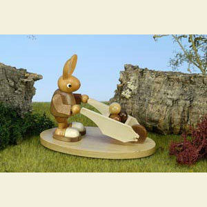Kleine Figuren & Miniaturen Tiere Hasen Hase mit Schubkarre natur - 10,0 cm
