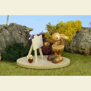 Kleine Figuren & Miniaturen Tiere Hasen Hase mit Staffelei natur - 10,0 cm