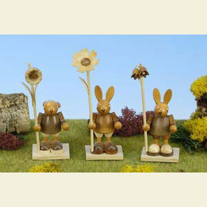 Kleine Figuren & Miniaturen Tiere Hasen Hase mit Margarite natur - 14,0 cm