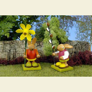 Small Figures & Ornaments Animals Rabbits Bunny (female) with Flower - 13,0 cm / 5 inch