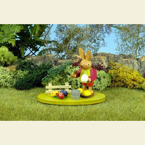 Small Figures & Ornaments Animals Rabbits Bunny-painter on fence - 9,0 cm / 4 inch