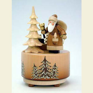 Spieldosen Weihnachten Spieldose Weihnachtsmann natur - d 9,5 cm