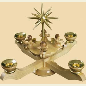 World of Light Candle Holder Angels Advent candle holder natural wood - 9 inch - 24 cm