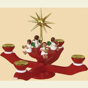 Lichterwelt Kerzenhalter Engel Adventsleuchter rot - 24 cm
