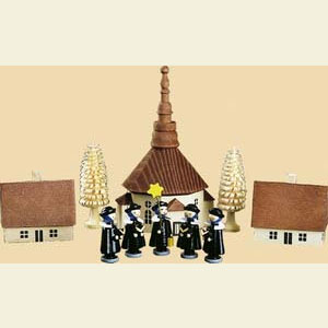 Small Figures & Ornaments Carolers Seiffen church with Carolers - 10-pcs - 5 inch - 12 cm
