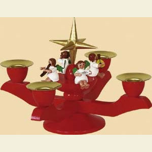 Lichterwelt Kerzenhalter Engel Adventsleuchter rot - 12 cm