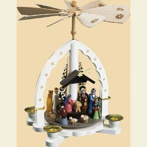 Christmas-Pyramids 1-tier Pyramids 1- tier Pyramid Three Wisemen - white - 11 inch - 27 cm