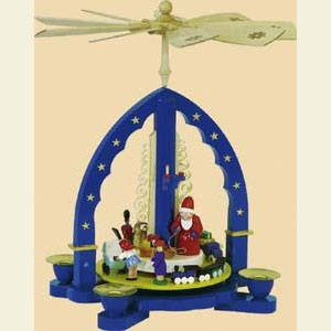 Weihnachtspyramiden 1-st�ckige Pyramiden 1- st�ckige Pyramide Bescherung - blau - 27 cm