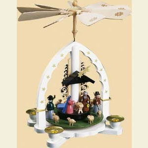 Weihnachtspyramiden 1-st�ckige Pyramiden 1- st�ckige Pyramide Christi Geburt - wei� - 27 cm