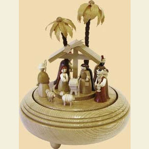 Music Boxes Christmas Music Box Nativity Scene natural wood - 8 inch - 20 cm