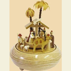 Music Boxes Christmas Music Box Nativity Scene natural wood - 8 inch - 20 cm