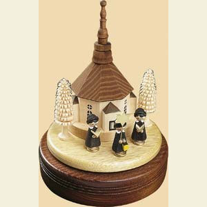 Music Boxes Christmas Music Box Seiffen church with Carolers - 7 inch - 18 cm