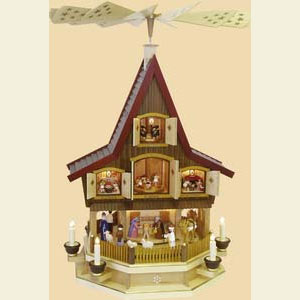 Christmas-Pyramids 3-tier Pyramids 3- tier Adventhouse - Nativity Scene - 30 inch - 77 cm