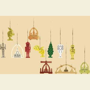 Small Figures & Ornaments Tree Ornaments Misc. Tree Ornaments Christmas at Seiffen painted - 12-pcs - 3 inch - 8 cm