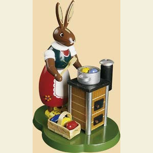 Kleine Figuren & Miniaturen Tiere Hasen Hasenmutti am R�ucherofen - 21 cm