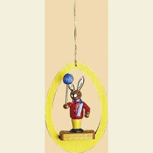 Kleine Figuren & Miniaturen Baumschmuck Sonstiger Baumschmuck Ei mit Hase und Ballon - 8,5 cm