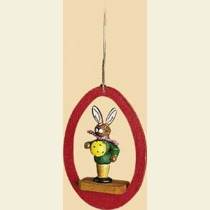 Kleine Figuren & Miniaturen Baumschmuck Sonstiger Baumschmuck Ei mit Hase und Ball - 8,5 cm