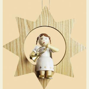 Small Figures & Ornaments Tree Ornaments Angel Ornaments Misc. Angels Star - Angel with Horn - 8 inch - 21 cm