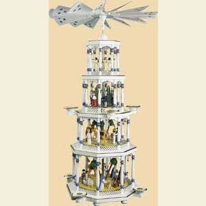 Weihnachtspyramiden 4-st�ckige Pyramiden 4-st�ckige Lichterpyramide von Richard Gl�sser - Romantik - wei� - 123 cm