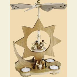 Christmas-Pyramids 1-tier Pyramids 1- tier Tealight-Pyramid Nativity Scene - 12 inch - 30 cm