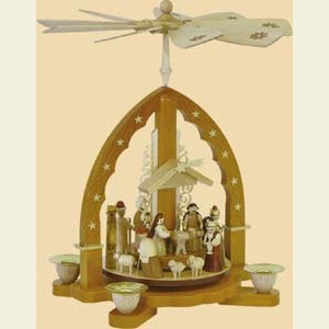 Christmas-Pyramids 1-tier Pyramids 1- tier Pyramid Nativity Scene natural wood - 11 inch - 27 cm