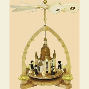 Christmas-Pyramids 1-tier Pyramids 1- tier Pyramid Frauenkirche with Carolers - 11 inch - 27 cm