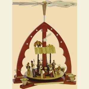 Christmas-Pyramids 1-tier Pyramids 1- tier Pyramid Nativity Scene natural wood - 16 inch - 40 cm