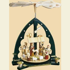 Christmas-Pyramids 1-tier Pyramids 1- tier Pyramid Nativity Scene green - 16 inch - 40 cm