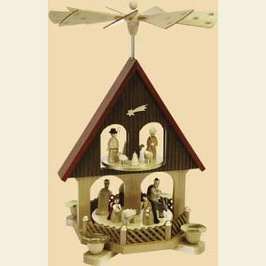 Christmas-Pyramids 2-tier Pyramids 2- tier Pyramid-house Nativity Scene - 14 inch - 36 cm