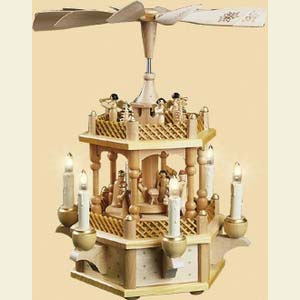 Christmas-Pyramids 2-tier Pyramids 2- tier Pyramid Nativity Scene natural wood - 13 inch - 33 cm