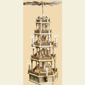Christmas-Pyramids 5-tier Pyramids 5- tier Pyramid Nativity Scene natural wood - 30 inch - 75 cm