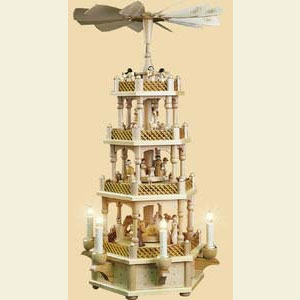 Christmas-Pyramids 4-tier Pyramids 4- tier Pyramid Nativity Scene natural wood - 23 inch - 59 cm