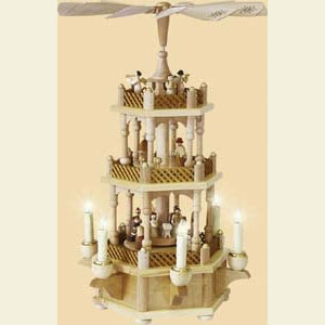 Christmas-Pyramids 3-tier Pyramids 3- tier Pyramid Nativity Scene natural wood - 18 inch - 45 cm