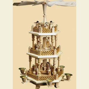 Christmas-Pyramids 3-tier Pyramids 3- tier Pyramid Nativity Scene natural wood - 16 inch - 40 cm