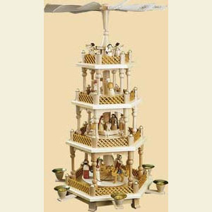 Christmas-Pyramids 4-tier Pyramids 4- tier Pyramid Nativity Scene natural wood - 21 inch - 54 cm