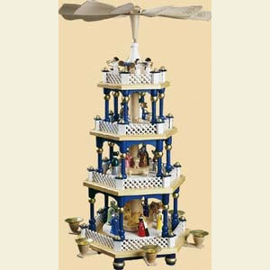 Christmas-Pyramids 4-tier Pyramids 4- tier Pyramid Nativity Scene blue - 21 inch - 54 cm