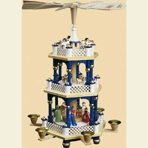 Weihnachtspyramiden 3-st�ckige Pyramiden 3- st�ckige Pyramide Christi Geburt blau - 40 cm