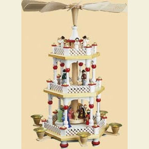 Weihnachtspyramiden 3-st�ckige Pyramiden 3- st�ckige Pyramide Christi Geburt wei� - 40 cm